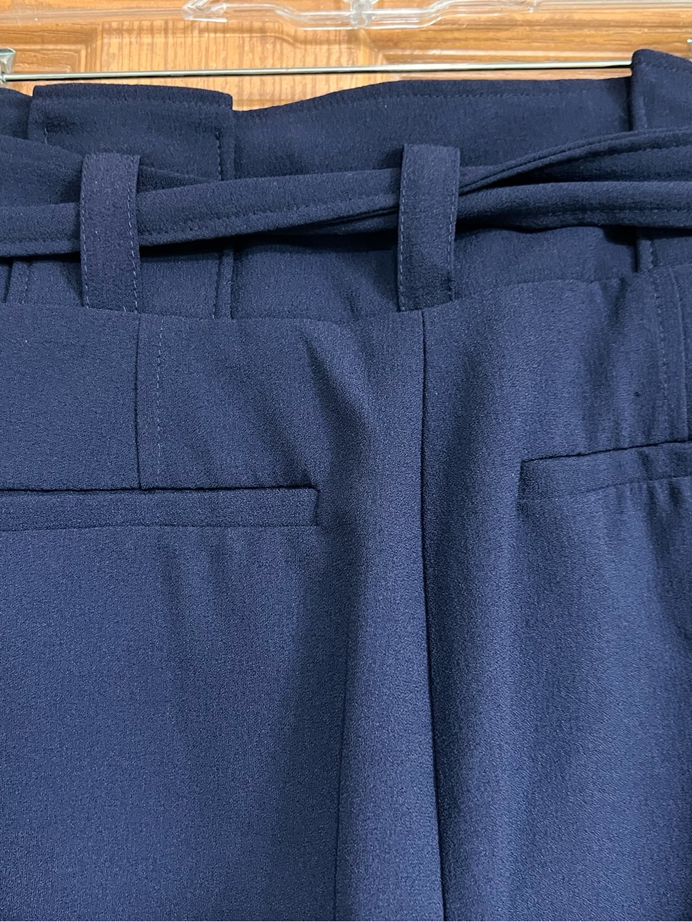 New York & Co High-Waist Navy Paperbag Shorts with D-Ring Belt - Picture 6 of 8